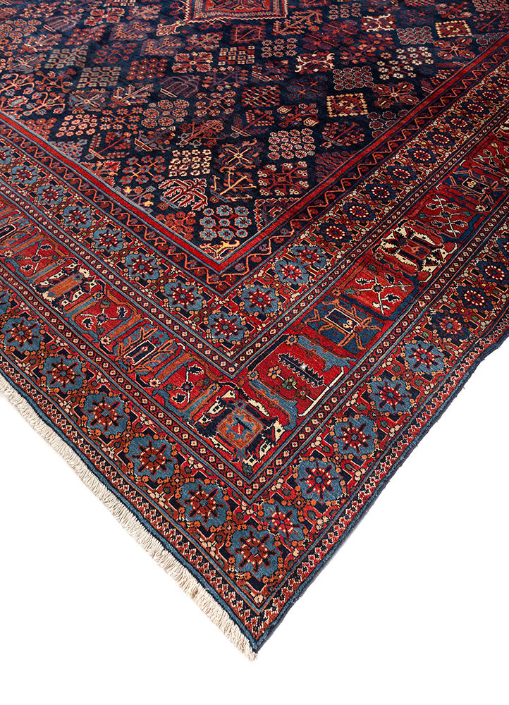 aalam blue wool hand knotted Rug - FoldShot