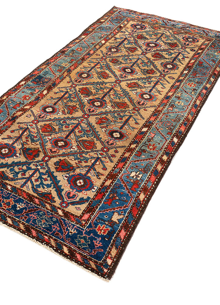 aalam beige and brown wool hand knotted Rug - FoldShot aalam beige and brown wool hand knotted Rug - FoldShot
