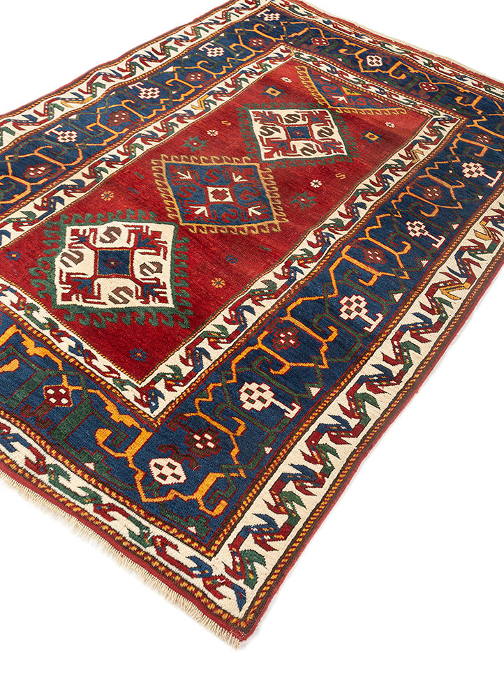 aalam red and orange wool hand knotted Rug - FoldShot aalam red and orange wool hand knotted Rug - FoldShot