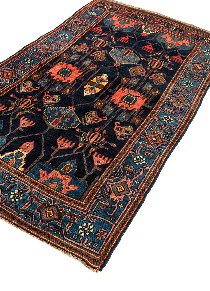 aalam blue wool hand knotted Rug - FoldShot aalam blue wool hand knotted Rug - FoldShot