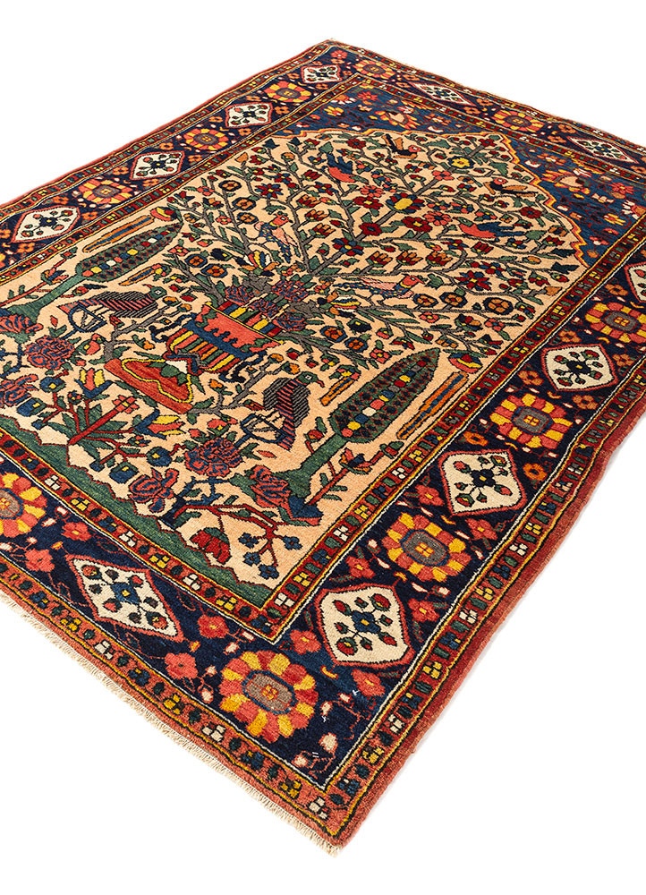 aalam red and orange wool hand knotted Rug - FoldShot aalam red and orange wool hand knotted Rug - FoldShot