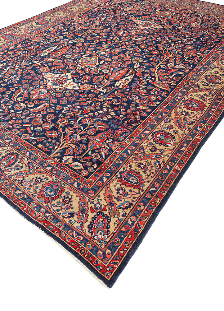 aalam blue wool hand knotted Rug - FoldShot