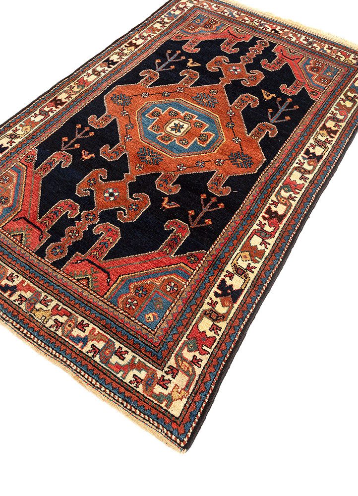 aalam blue wool hand knotted Rug - FoldShot aalam blue wool hand knotted Rug - FoldShot