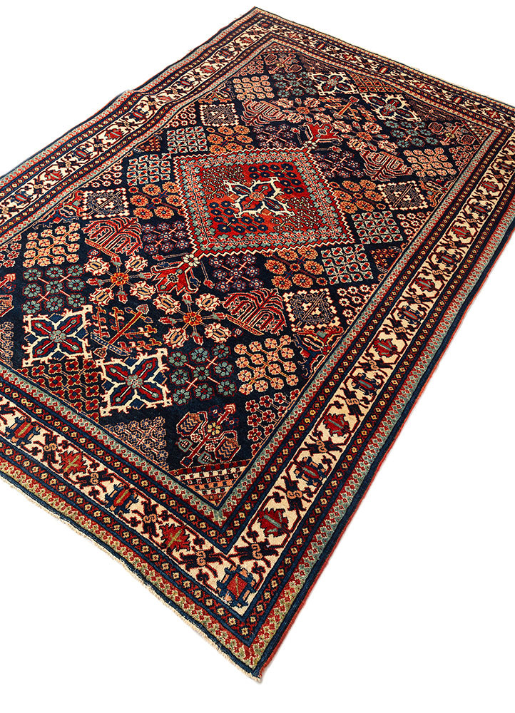 aalam blue wool hand knotted Rug - FoldShot