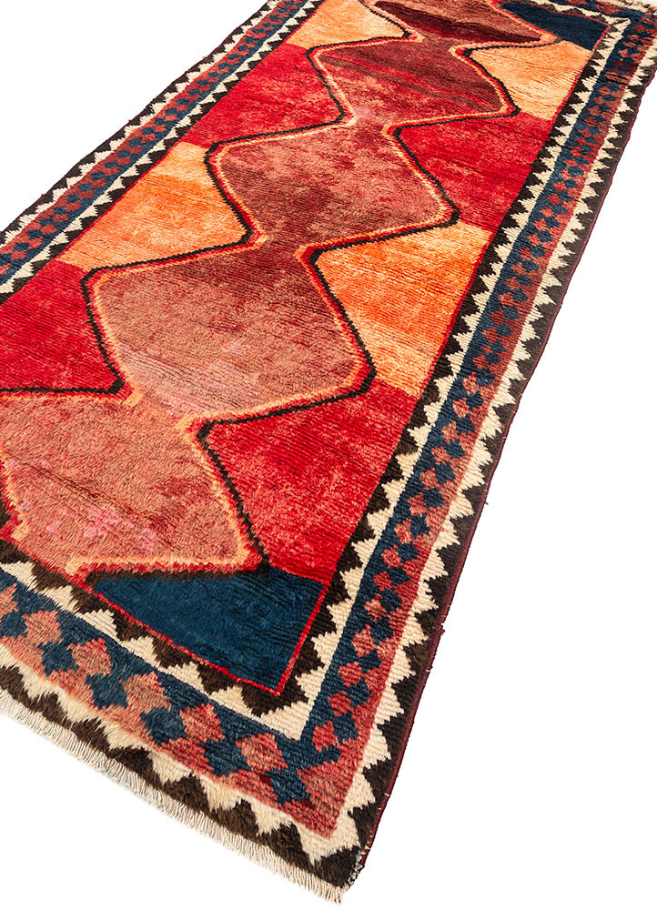 nuray red and orange wool hand knotted Rug - FoldShot