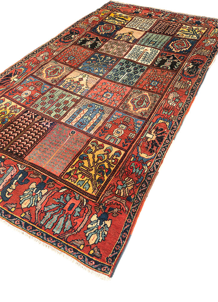 aalam red and orange wool hand knotted Rug - FoldShot
