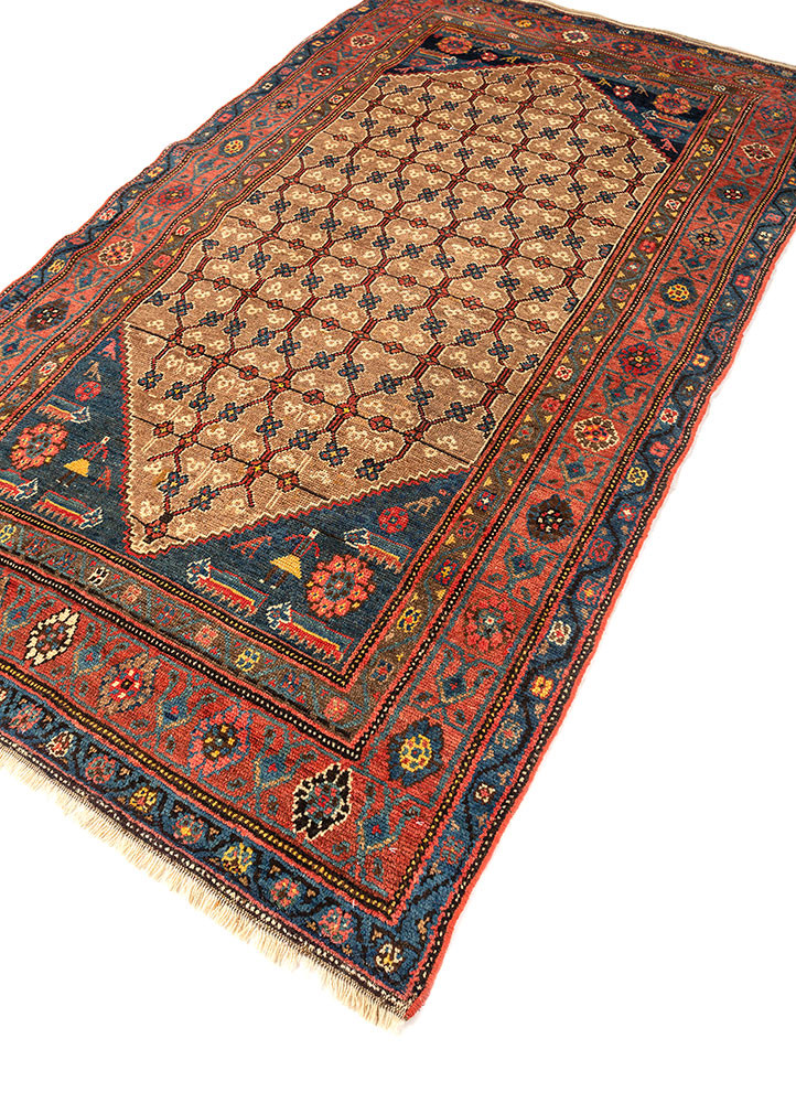 kiaan beige and brown wool hand knotted Rug - FoldShot kiaan beige and brown wool hand knotted Rug - FoldShot
