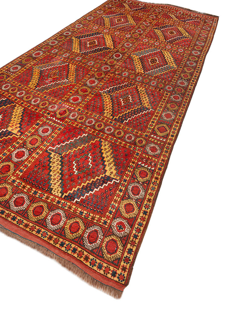 kiaan red and orange wool hand knotted Rug - FoldShot kiaan red and orange wool hand knotted Rug - FoldShot