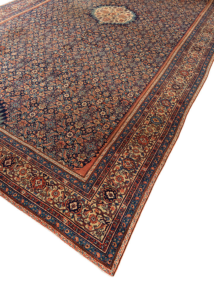 aalam blue wool hand knotted Rug - FoldShot