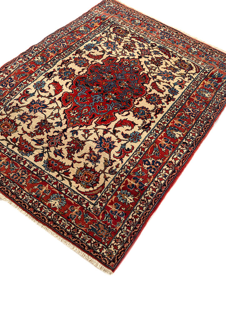 aalam red and orange wool hand knotted Rug - FoldShot