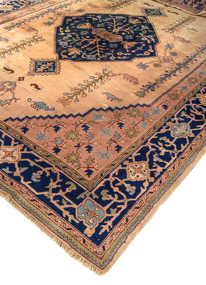 aalam beige and brown wool hand knotted Rug - FoldShot aalam beige and brown wool hand knotted Rug - FoldShot