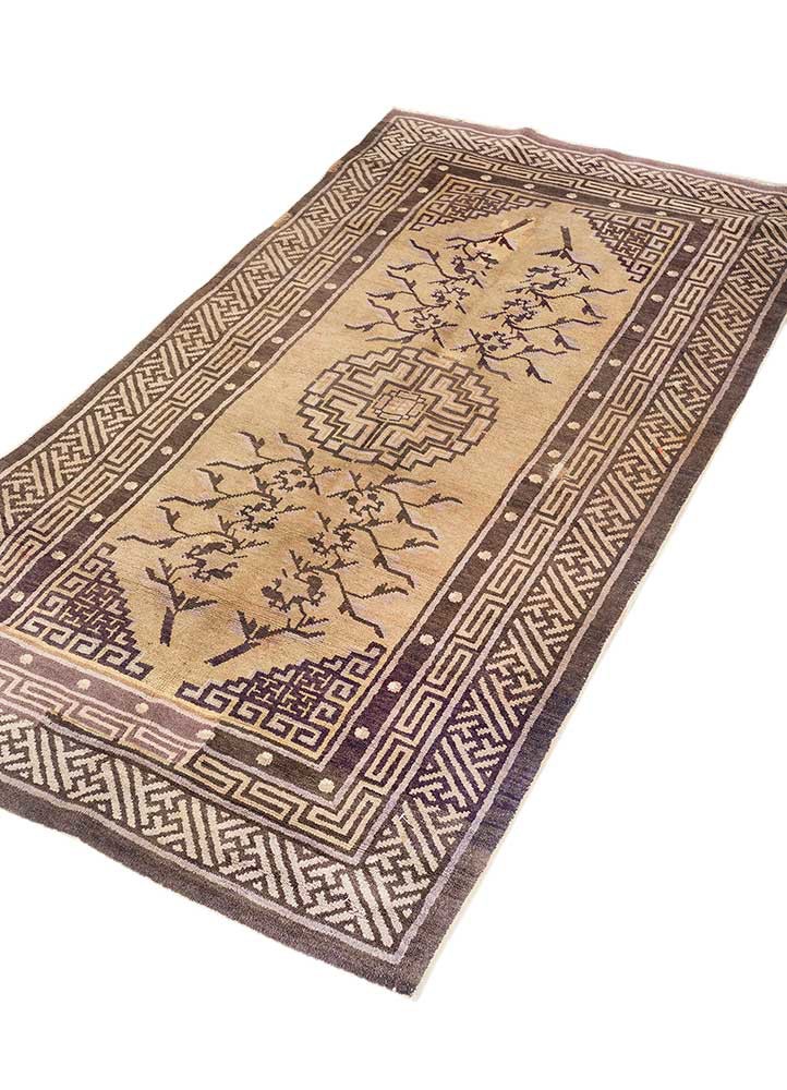 pechino beige and brown wool hand knotted Rug - FoldShot