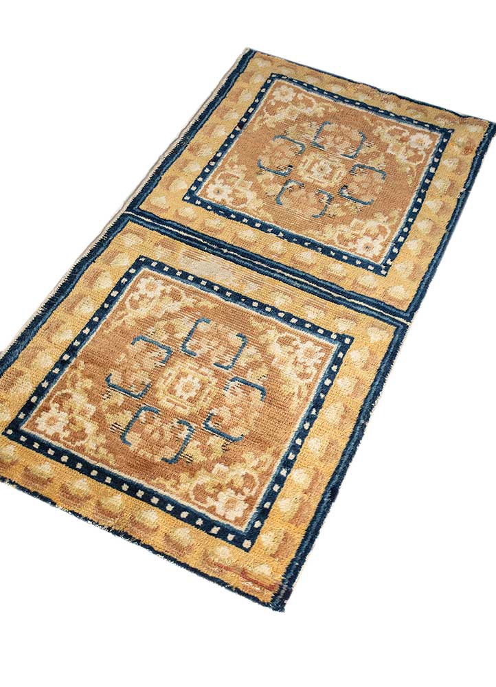 pechino beige and brown wool hand knotted Rug - FoldShot