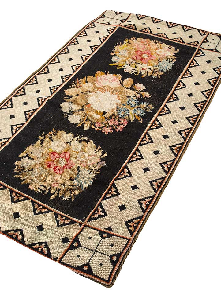 pechino grey and black wool hand knotted Rug - FoldShot