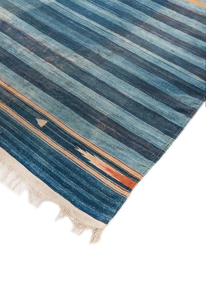 nayaab blue cotton flat weaves Rug - FoldShot nayaab blue cotton flat weaves Rug - FoldShot