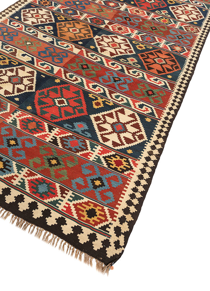 nayaab blue wool flat weaves Rug - FoldShot nayaab blue wool flat weaves Rug - FoldShot