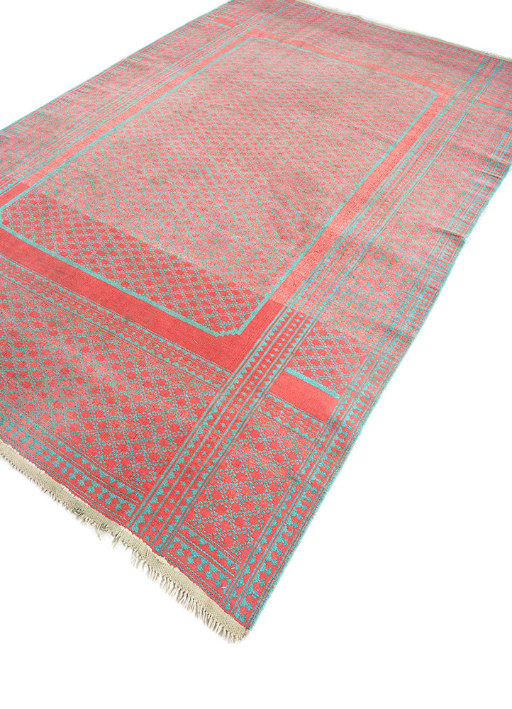 nayaab pink and purple wool flat weaves Rug - FoldShot nayaab pink and purple wool flat weaves Rug - FoldShot