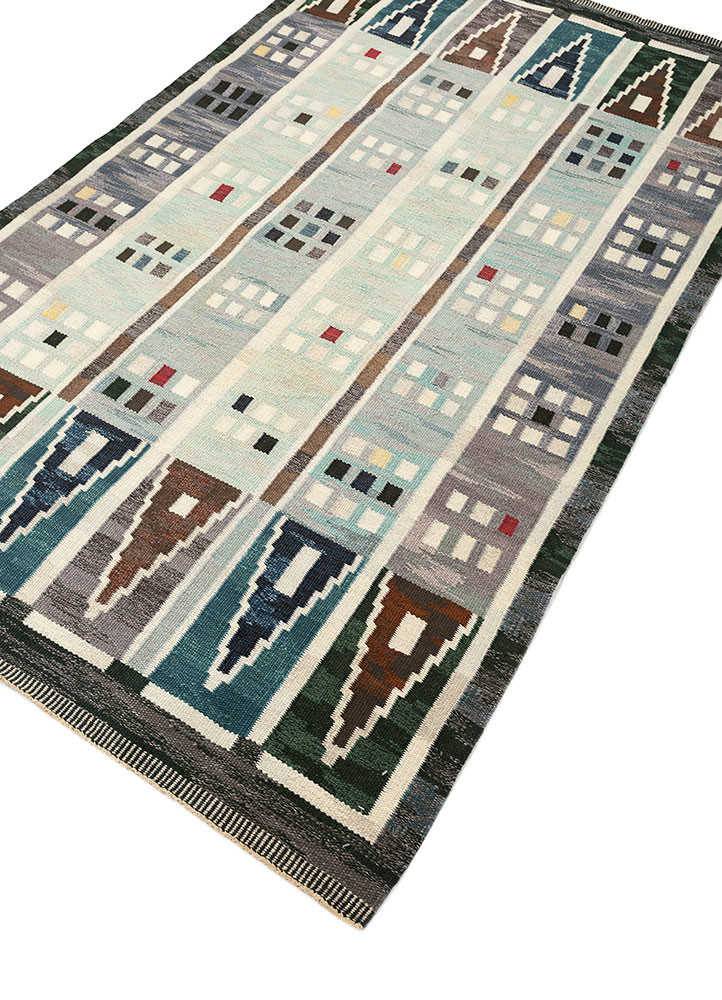 nayaab blue wool flat weaves Rug - FoldShot nayaab blue wool flat weaves Rug - FoldShot