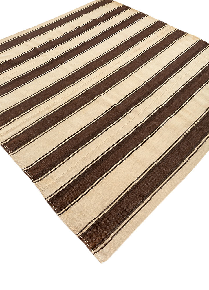 nayaab beige and brown wool flat weaves Rug - FoldShot nayaab beige and brown wool flat weaves Rug - FoldShot