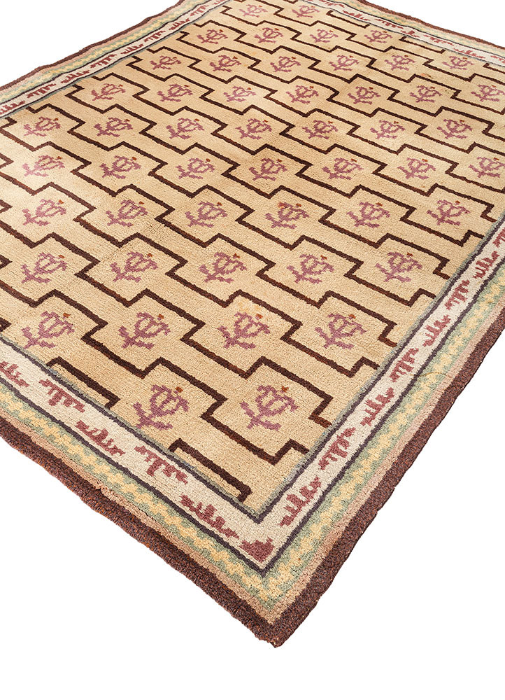 nayaab beige and brown wool flat weaves Rug - FoldShot