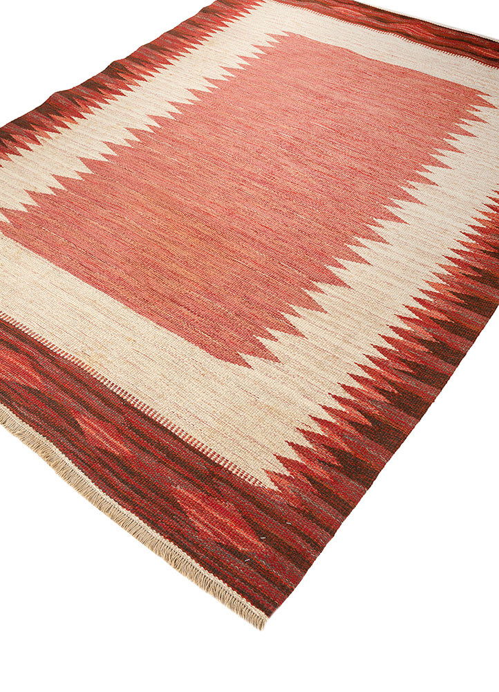 nayaab red and orange wool flat weaves Rug - FoldShot