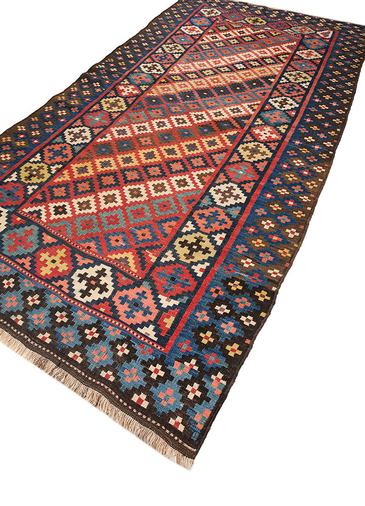 nayaab red and orange wool flat weaves Rug - FoldShot nayaab red and orange wool flat weaves Rug - FoldShot