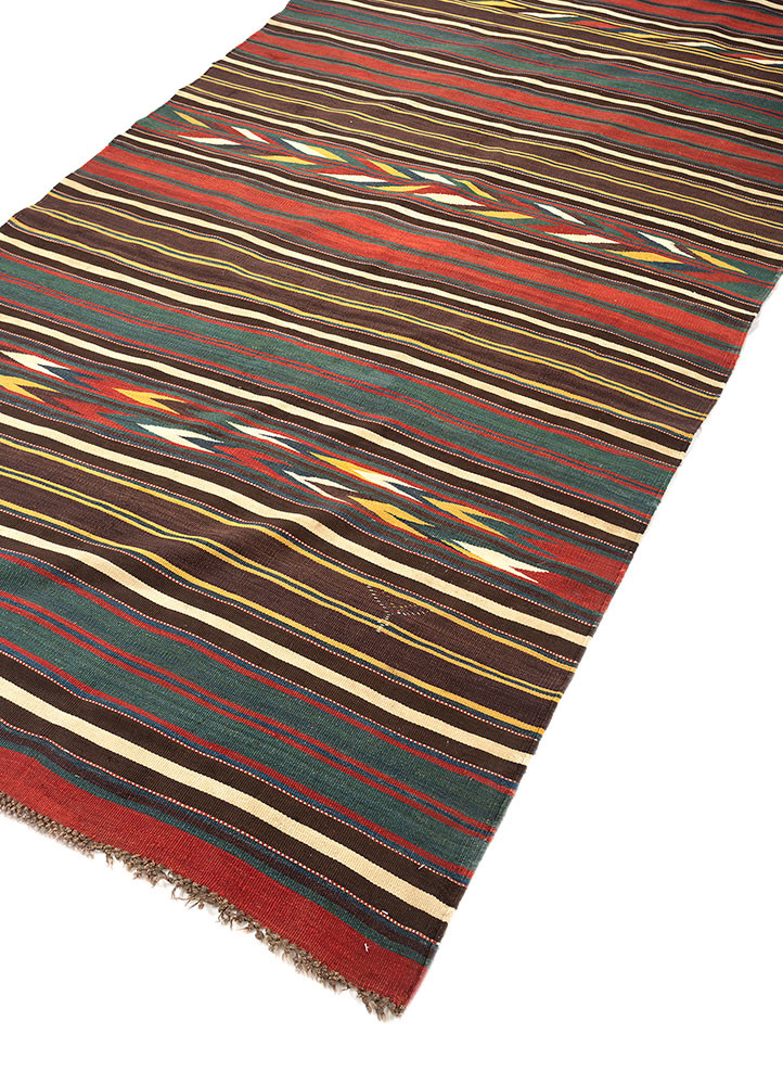 nayaab beige and brown wool flat weaves Rug - FoldShot