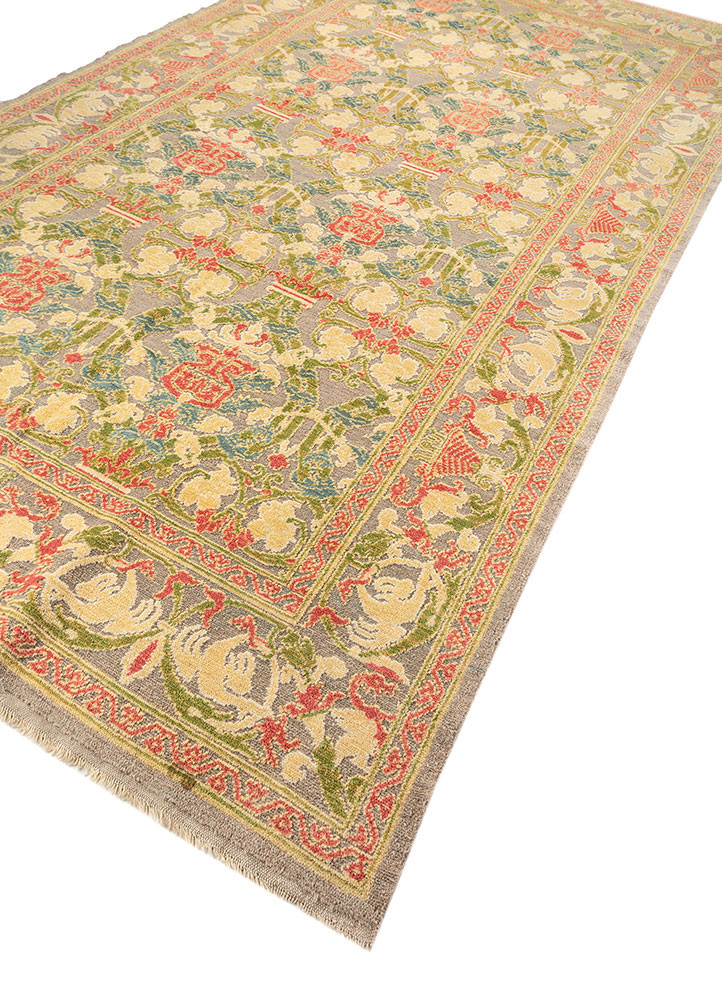 aalam green wool hand knotted Rug - FoldShot