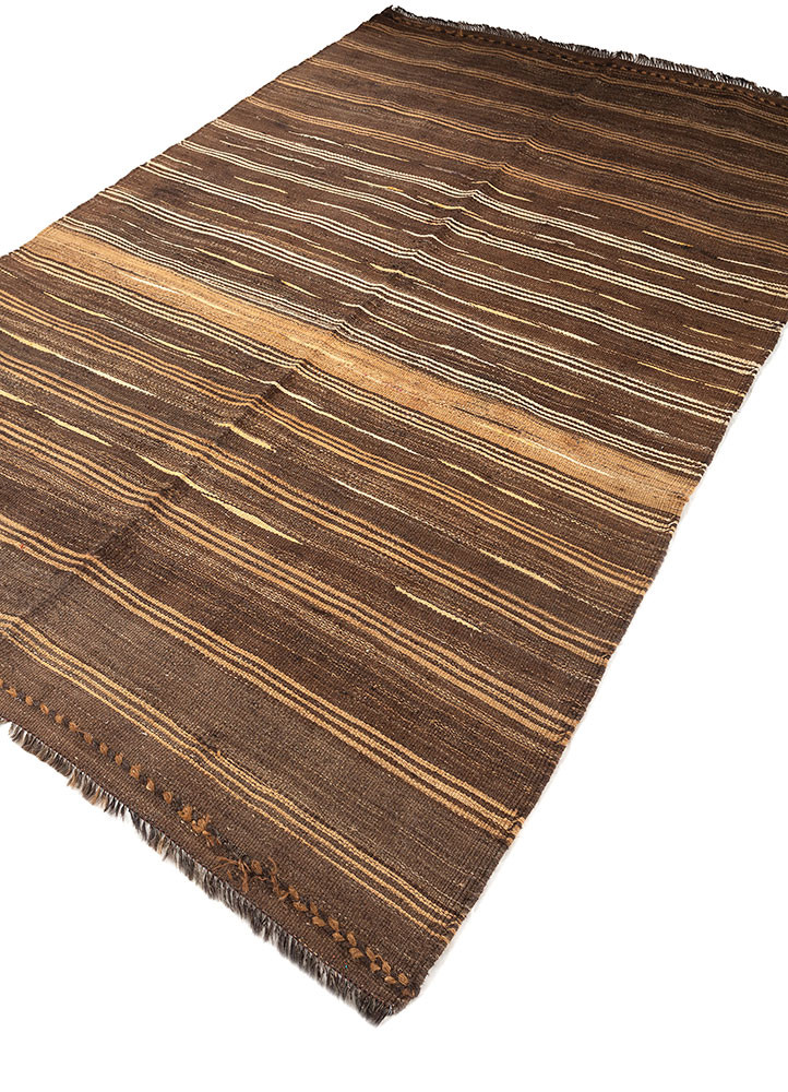nayaab beige and brown wool flat weaves Rug - FoldShot nayaab beige and brown wool flat weaves Rug - FoldShot