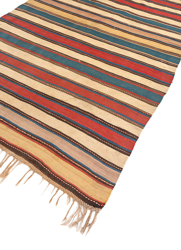 nayaab red and orange wool flat weaves Rug - FoldShot