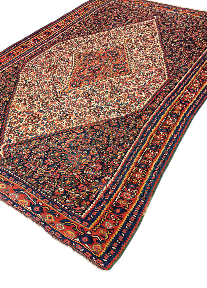 aalam blue wool flat weaves Rug - FoldShot