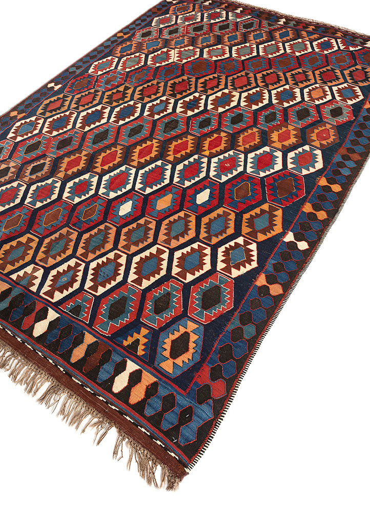 nayaab red and orange wool flat weaves Rug - FoldShot nayaab red and orange wool flat weaves Rug - FoldShot