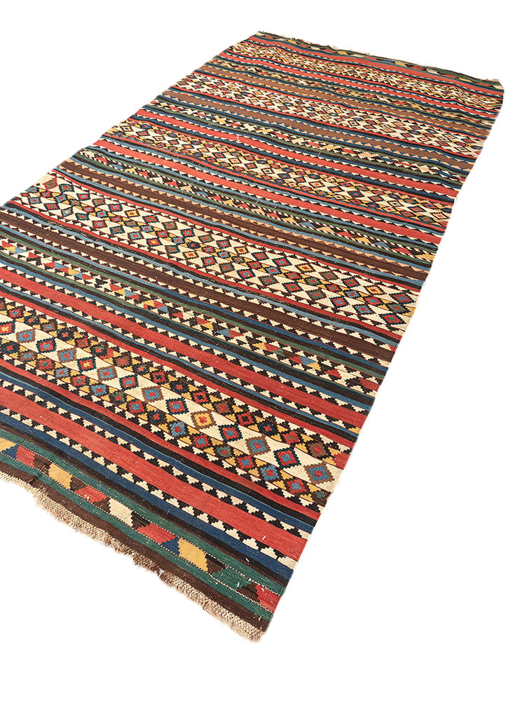 nayaab blue wool flat weaves Rug - FoldShot