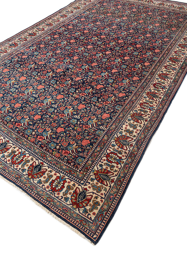 aalam blue wool hand knotted Rug - FoldShot