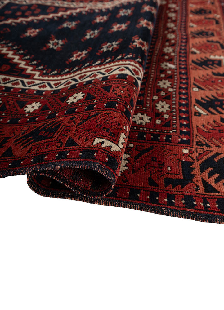 aalam red and orange wool flat weaves Rug - FoldShot