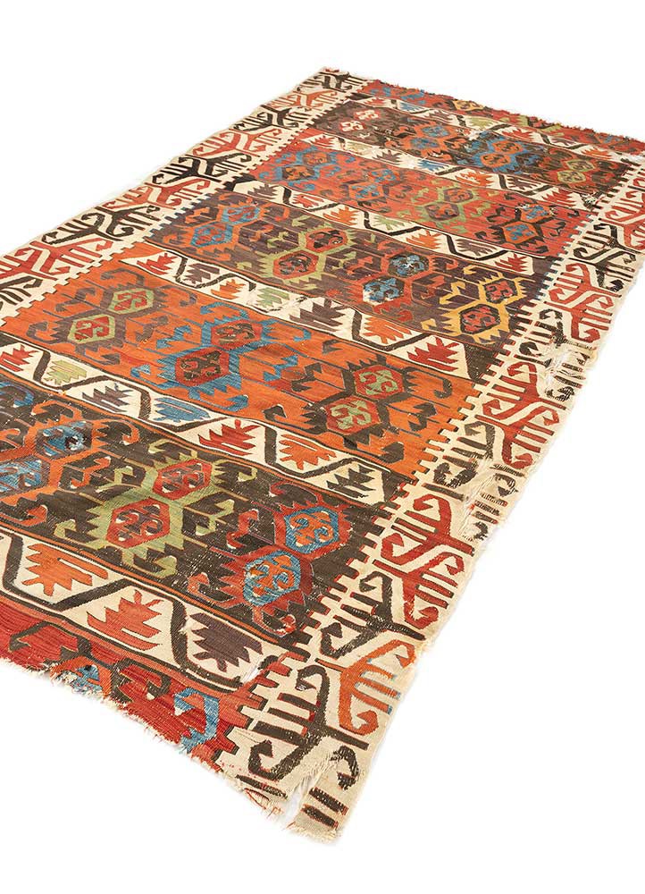 Nayaab Red and Orange Flat Weaves Wool RugsPaem975Jaipur Rugs Australia