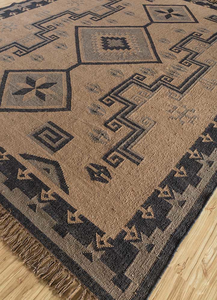 bedouin beige and brown jute and hemp flat weaves Rug - FoldShot bedouin beige and brown jute and hemp flat weaves Rug - FoldShot