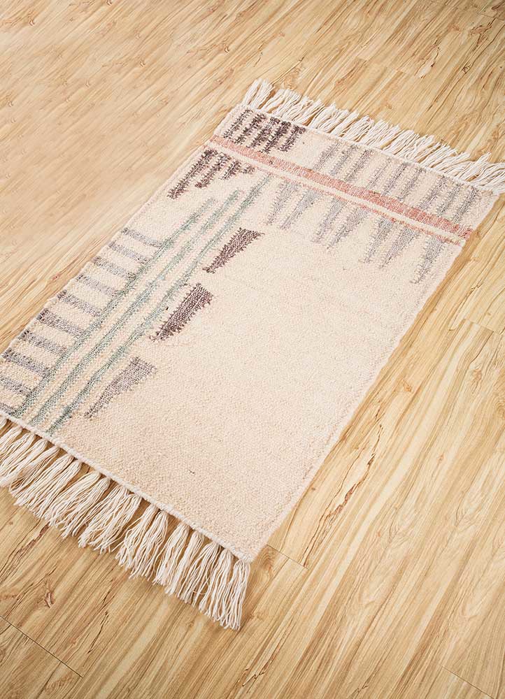 bedouin beige and brown wool flat weaves Rug - FoldShot