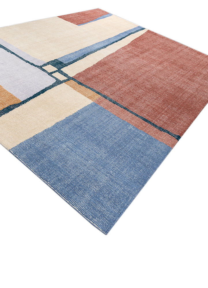 saga red and orange wool hand loom Rug - FoldShot