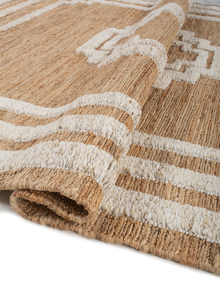 nomadic threads beige and brown jute and hemp hand knotted Rug - FoldShot
