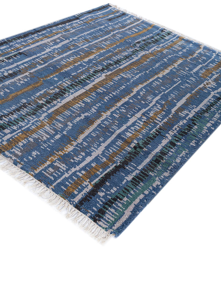 blythe blue jute and hemp hand knotted Rug - FoldShot