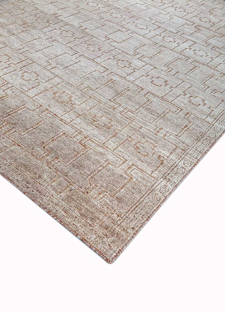 manifest beige and brown wool hand knotted Rug - FoldShot