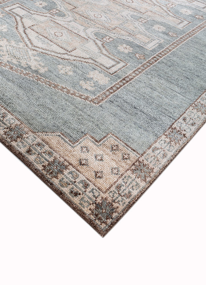 thyme beige and brown wool hand knotted Rug - FoldShot