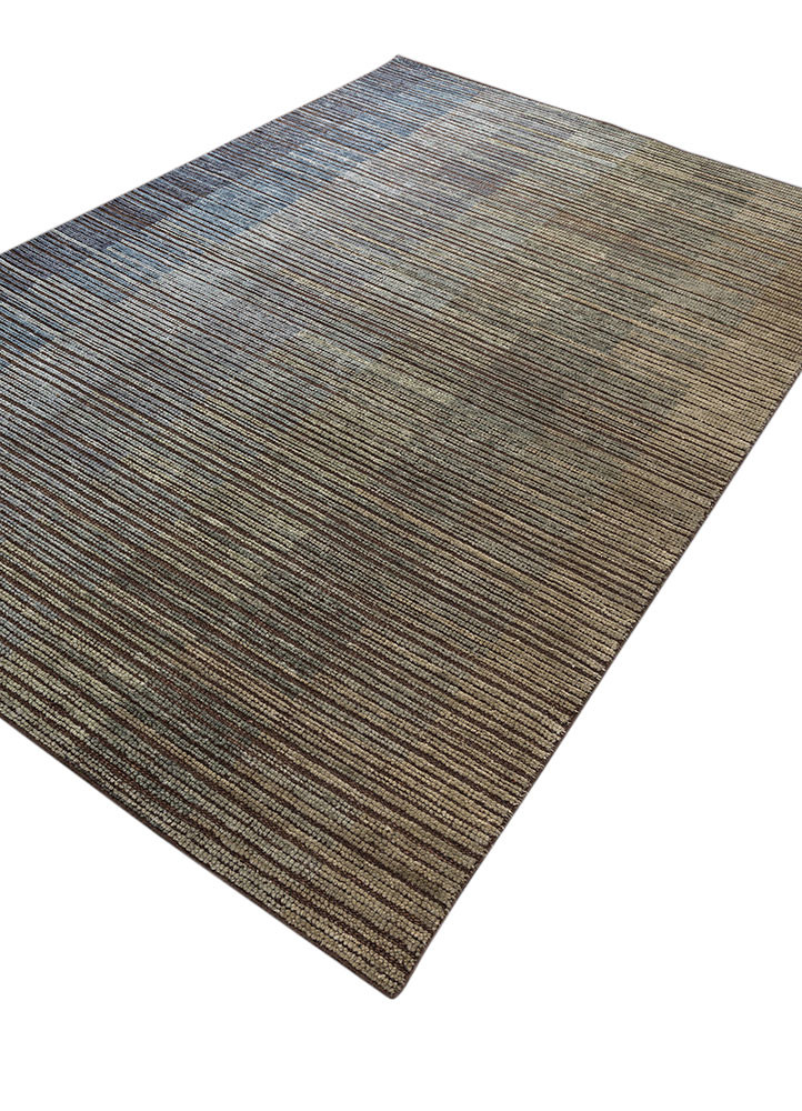 blythe beige and brown wool hand knotted Rug - FoldShot