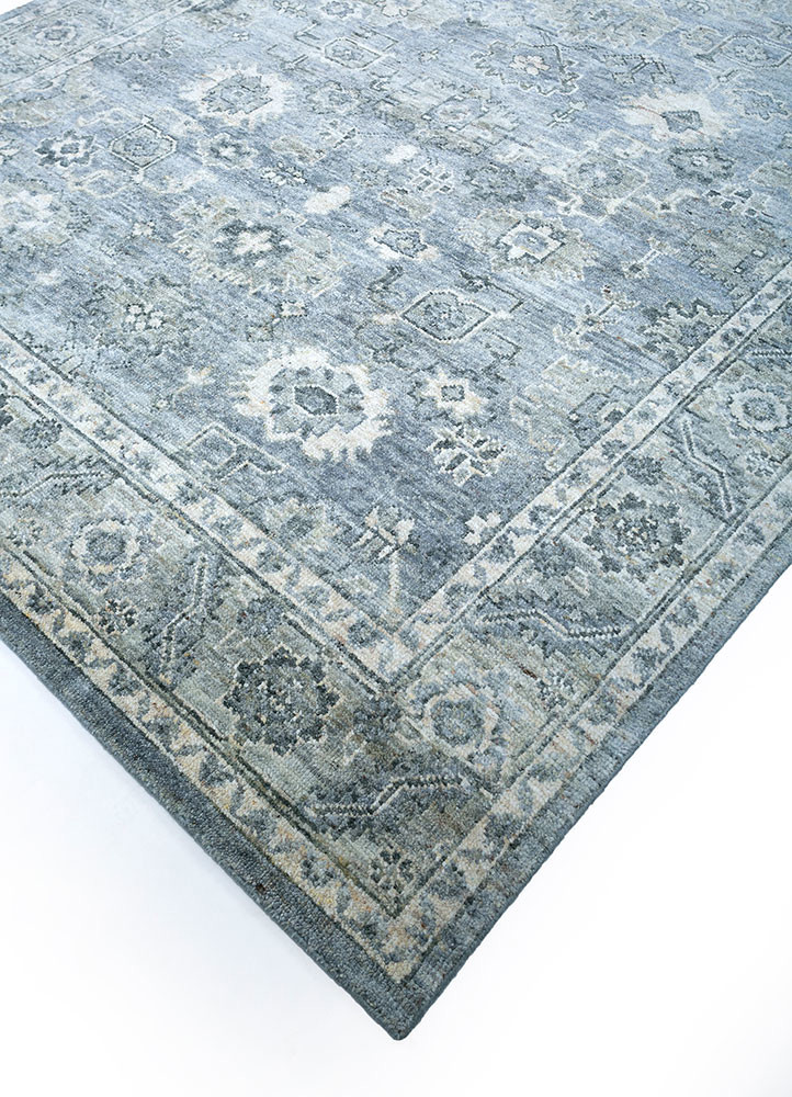 erbe blue wool hand knotted Rug - FoldShot