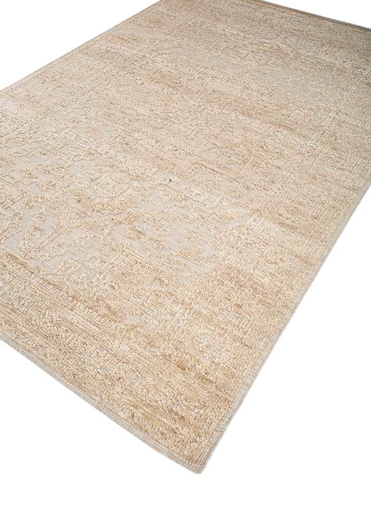 savana beige and brown wool hand knotted Rug - FoldShot