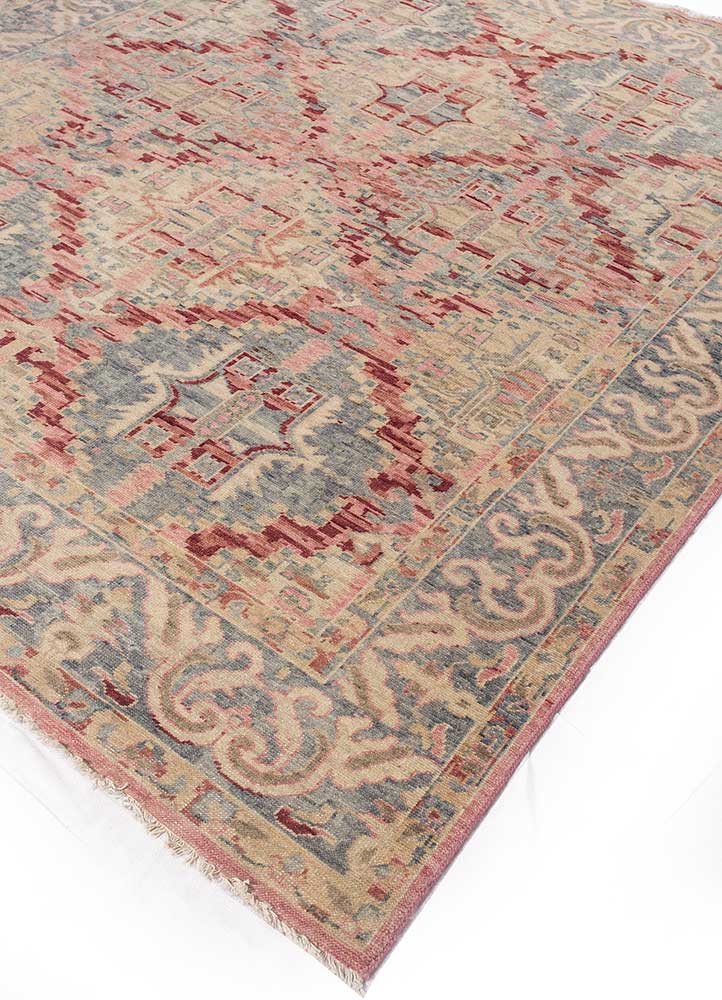 erbe pink and purple wool hand knotted Rug - FoldShot