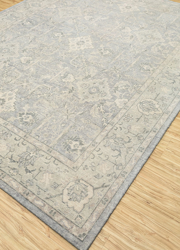 erbe blue wool hand knotted Rug - FoldShot erbe blue wool hand knotted Rug - FoldShot