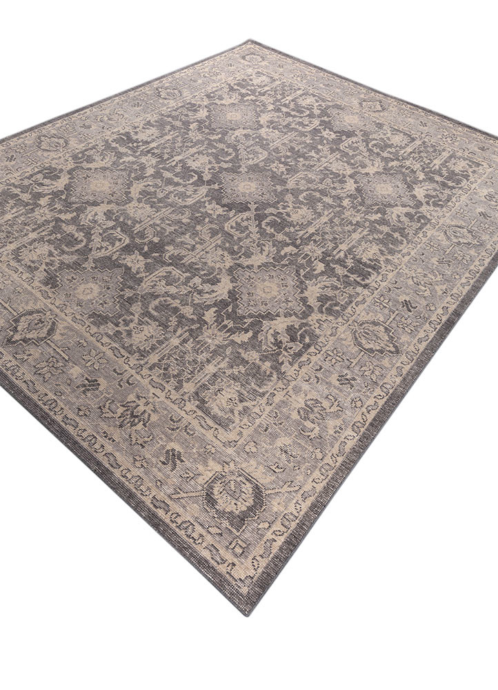 erbe grey and black wool hand knotted Rug - FoldShot erbe grey and black wool hand knotted Rug - FoldShot