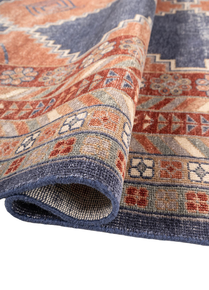 erbe blue wool hand knotted Rug - FoldShot erbe blue wool hand knotted Rug - FoldShot